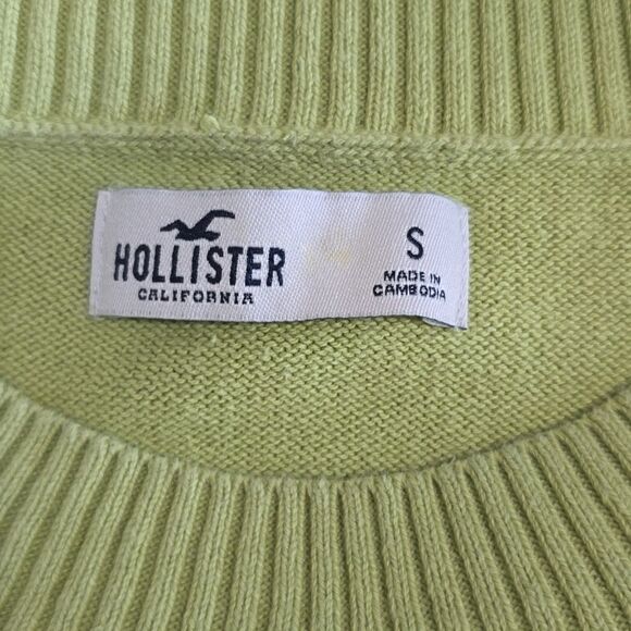 Hollister Retro Green White Flower Crop Sweater - Size Small - Picture 4 of 12